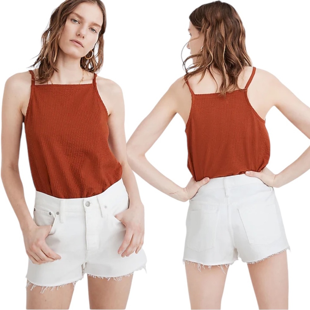 Madewell Relaxed Denim Shorts In Tile White Cut Off Hem Size 28
